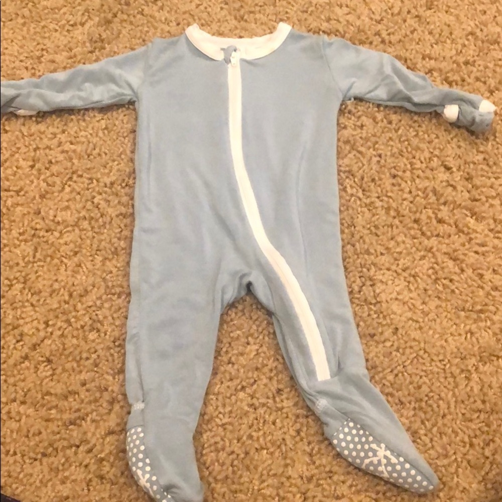Kickee zipper footie newborn baby blue